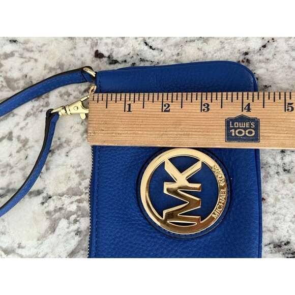 Michael Kors Fulton Limited Edition Cadet Blue Leather Wristlet Clutch - Picture 8 of 8